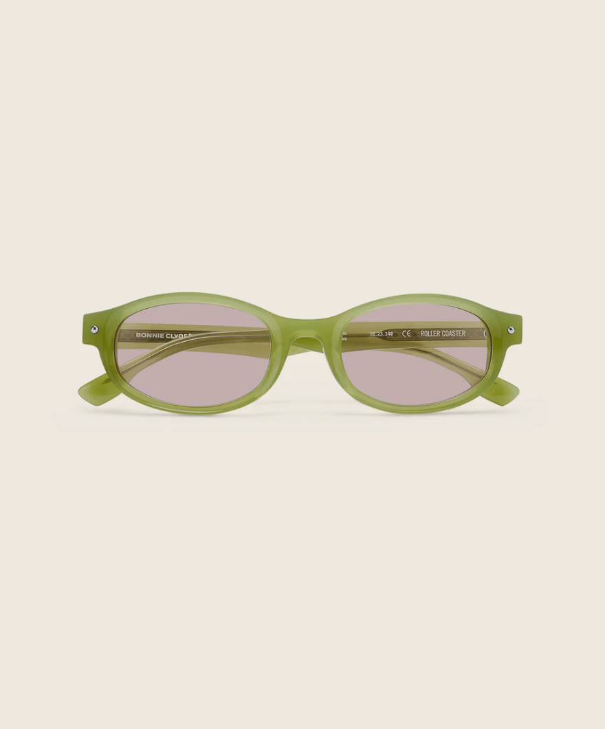 Roller Coaster Sunglasses in Green with Fuchsia lenses