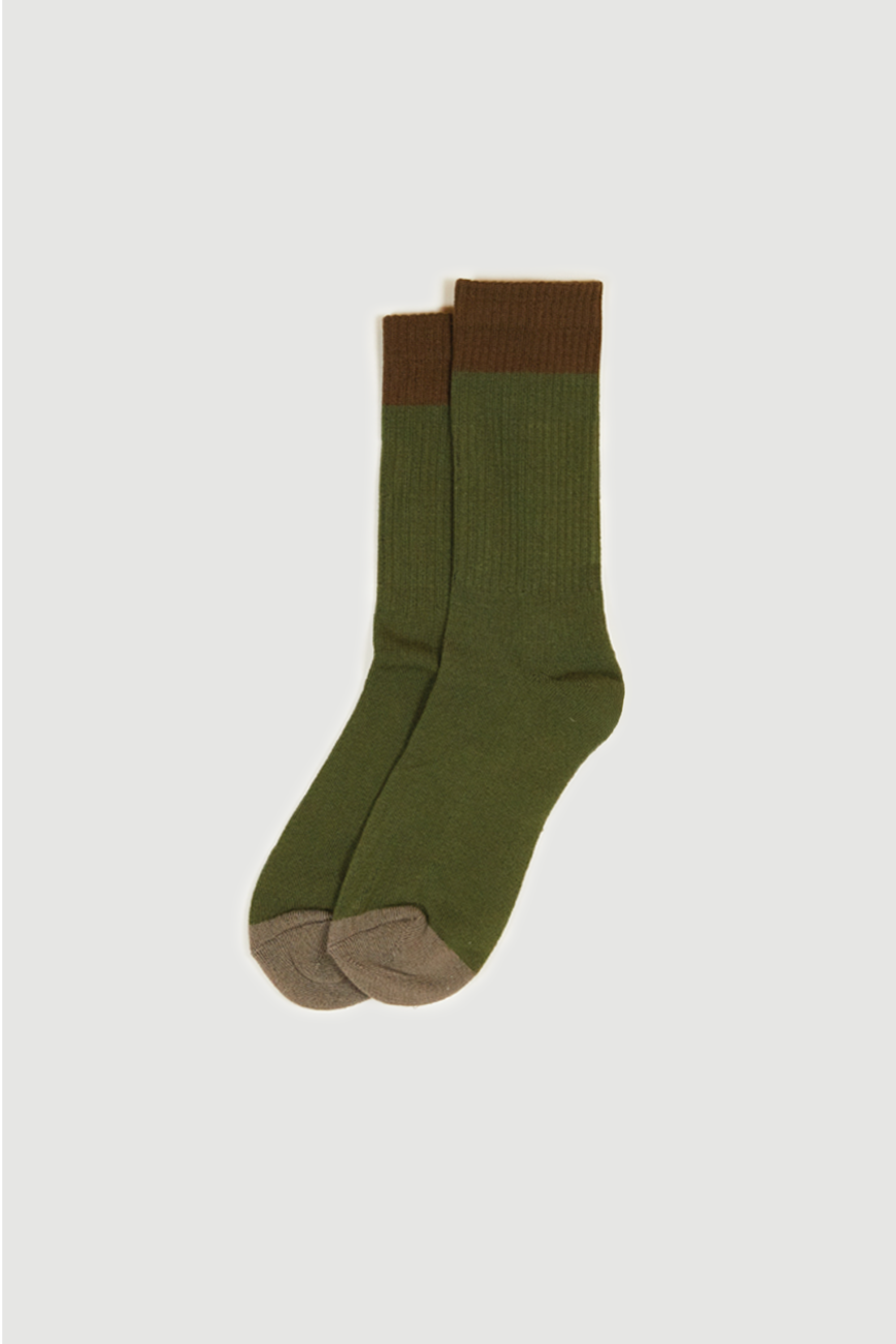 Lite Year 3 Tone Crew Socks in Green, Olive and Coffee