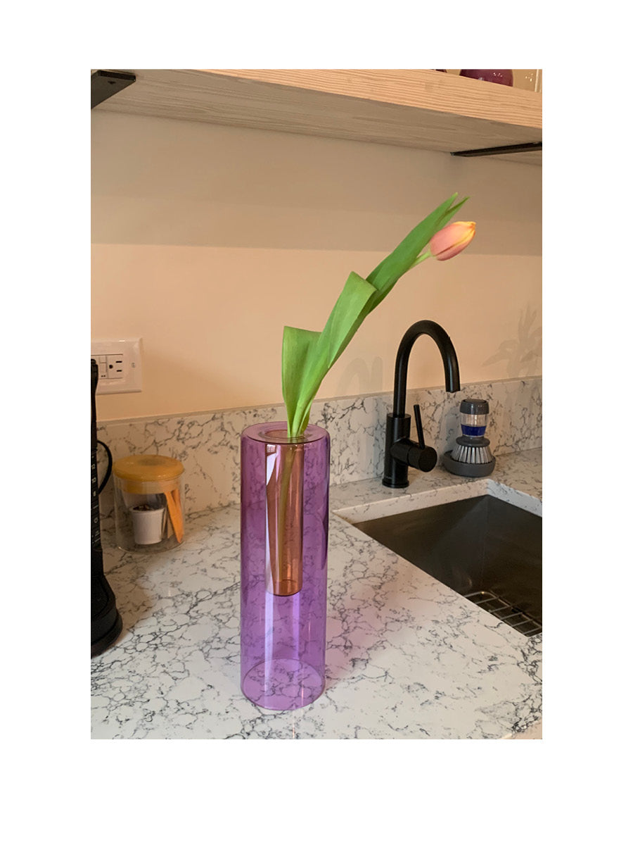 Tall Reversible Vase in Lilac and Peach