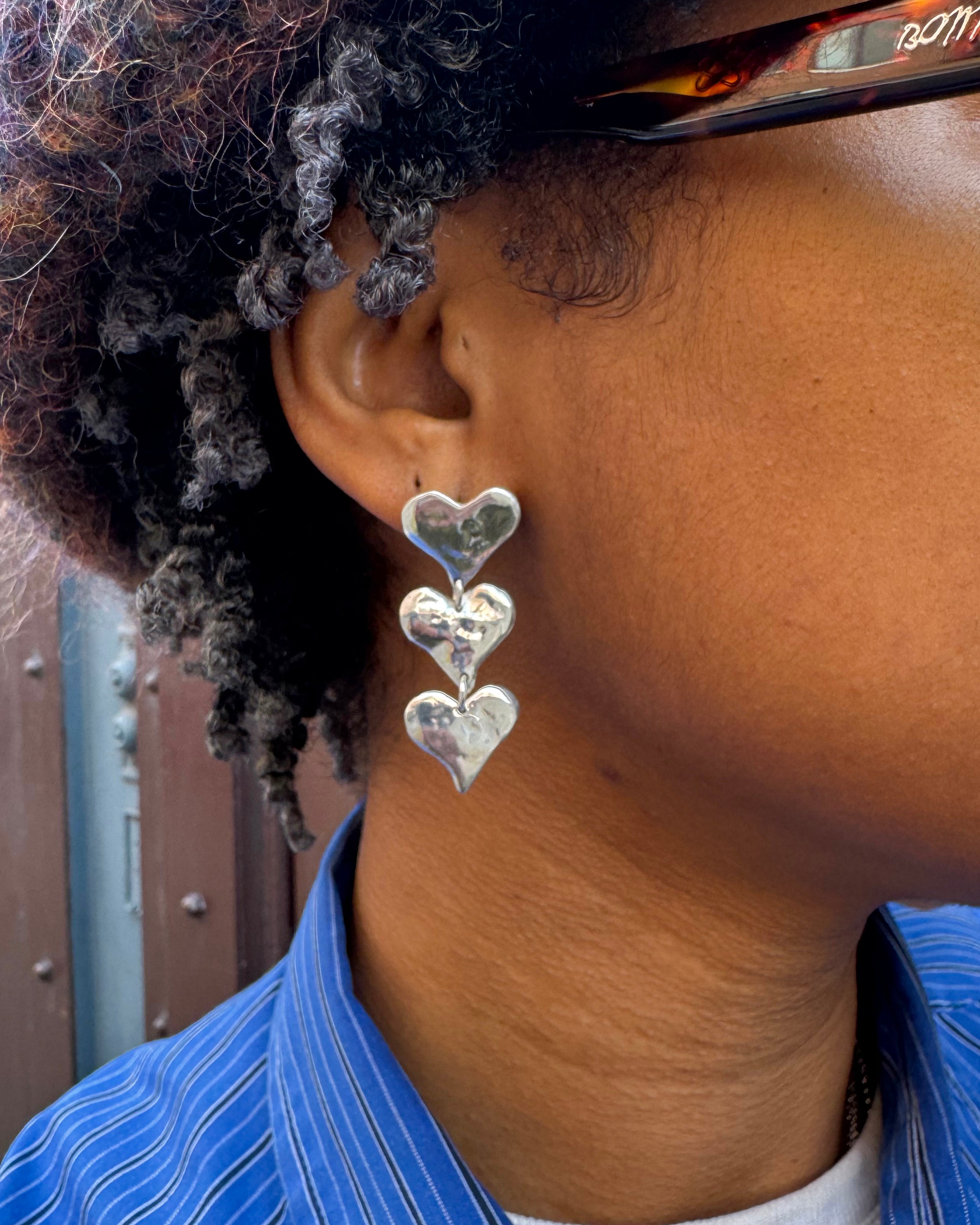 Triple Heart Earrings