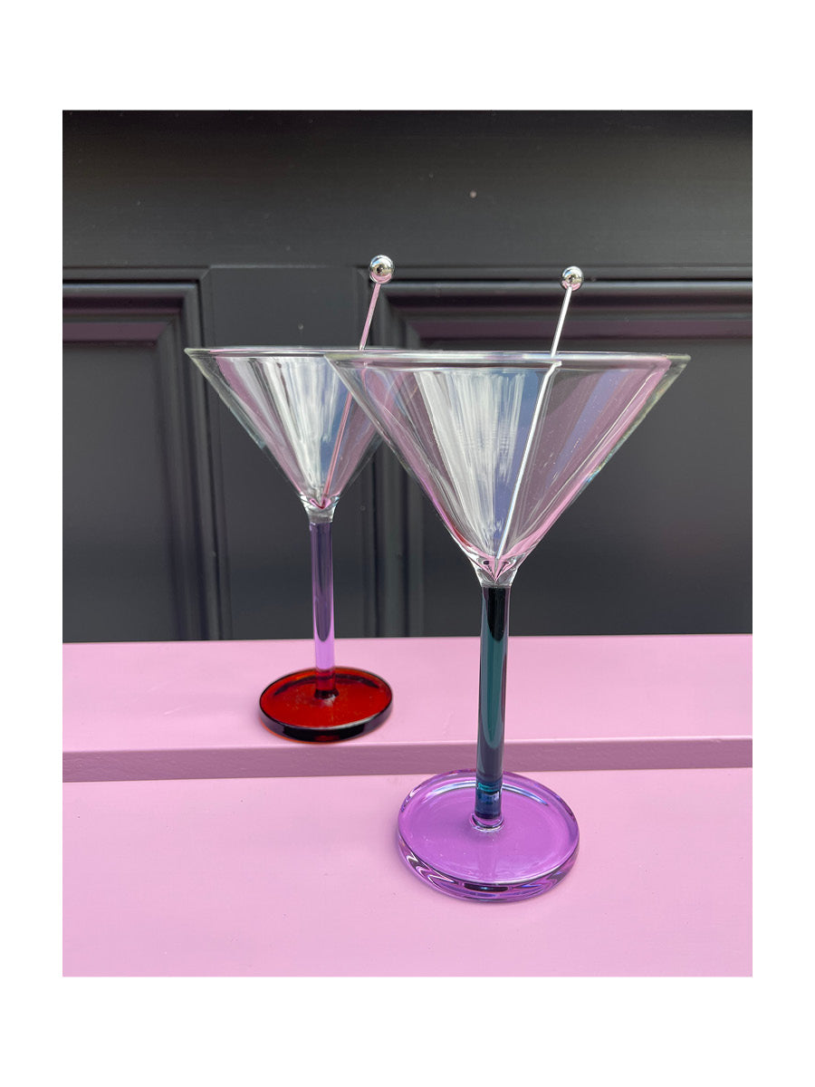 Piano Cocktail Set in Birdland Martini (Purple & Green Stems)